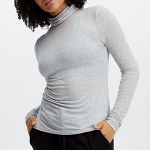 Fabletics Jess Long Sleeve Turtleneck Top Sweater Gray Size XS